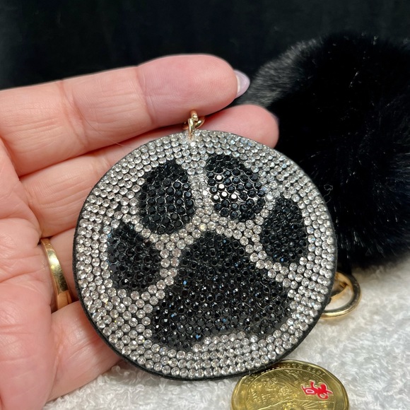 🐾🖤furry purse bling key chain with rhinestone accent-novelty - Picture 6 of 9